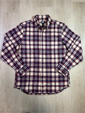 Lands' End Men’s Red Plaid Button-Down Shirt